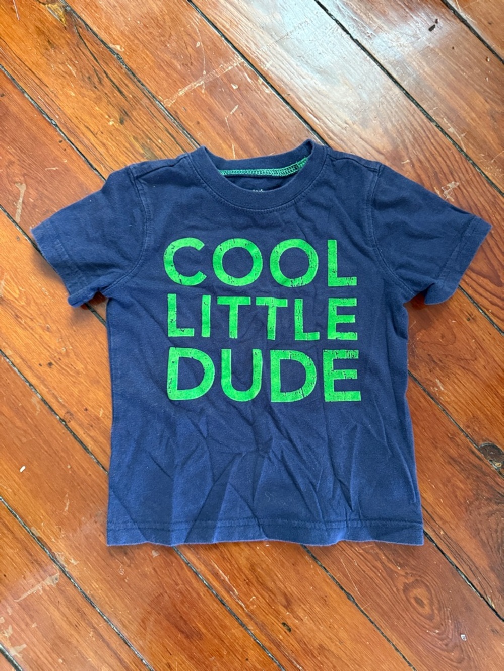 Carter's Navy Tee with Bright Green "Cool Little Dude" Graphic